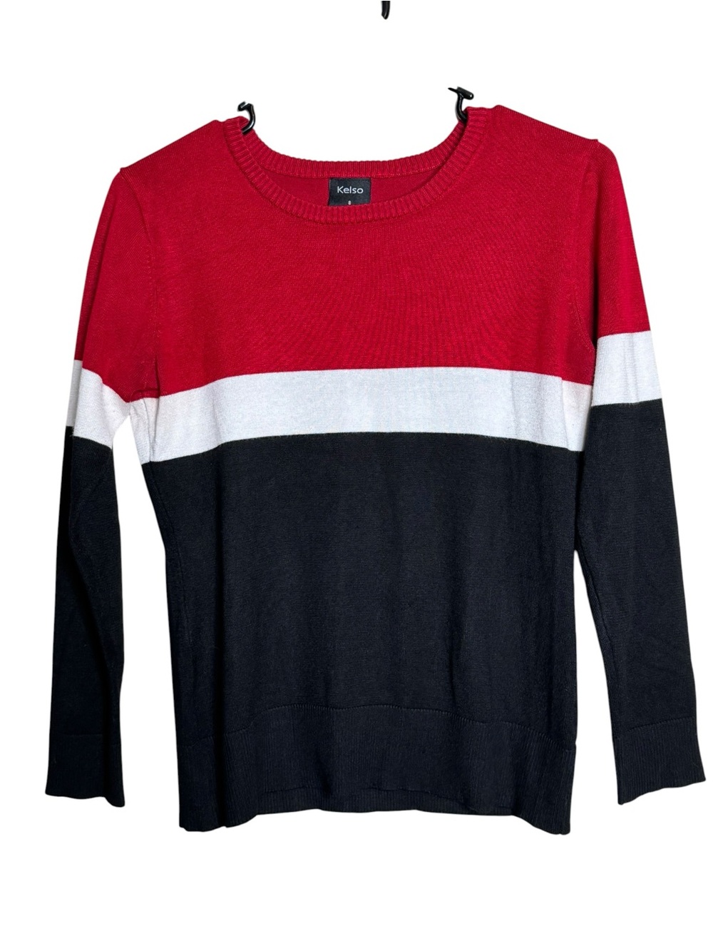 Kelso Crewneck Colorblock Sweater in Red, White & Blue size 8